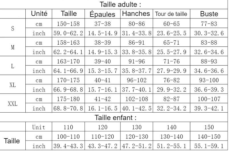 guide de taille Mitsuri