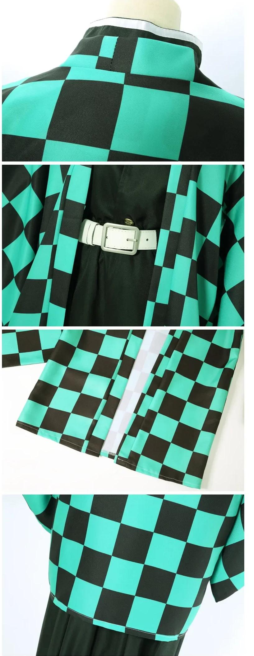 tous les détails de couture du costume du cosplay Tanjiro Kamado vue de l'avant