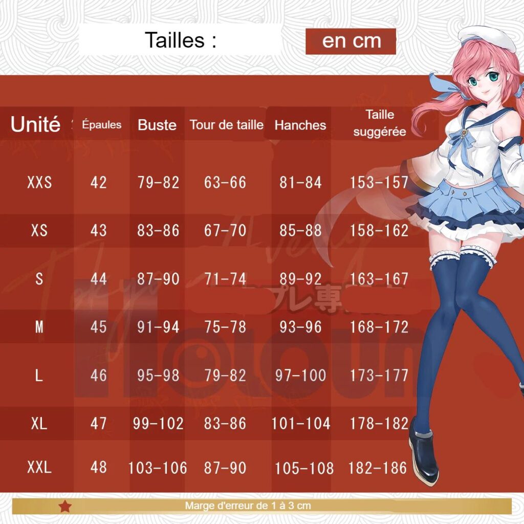 Guide des tailles du Cosplay - Jujutsu Kaisen