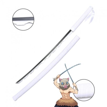 Katana gris blanc Shirasaya Inosuke : L'arme emblématique du courageux Inosuke Hashibira dans Demon Slayer