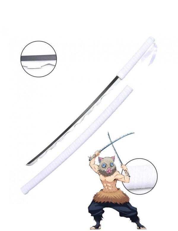 Katana gris blanc Shirasaya Inosuke : L'arme emblématique du courageux Inosuke Hashibira dans Demon Slayer