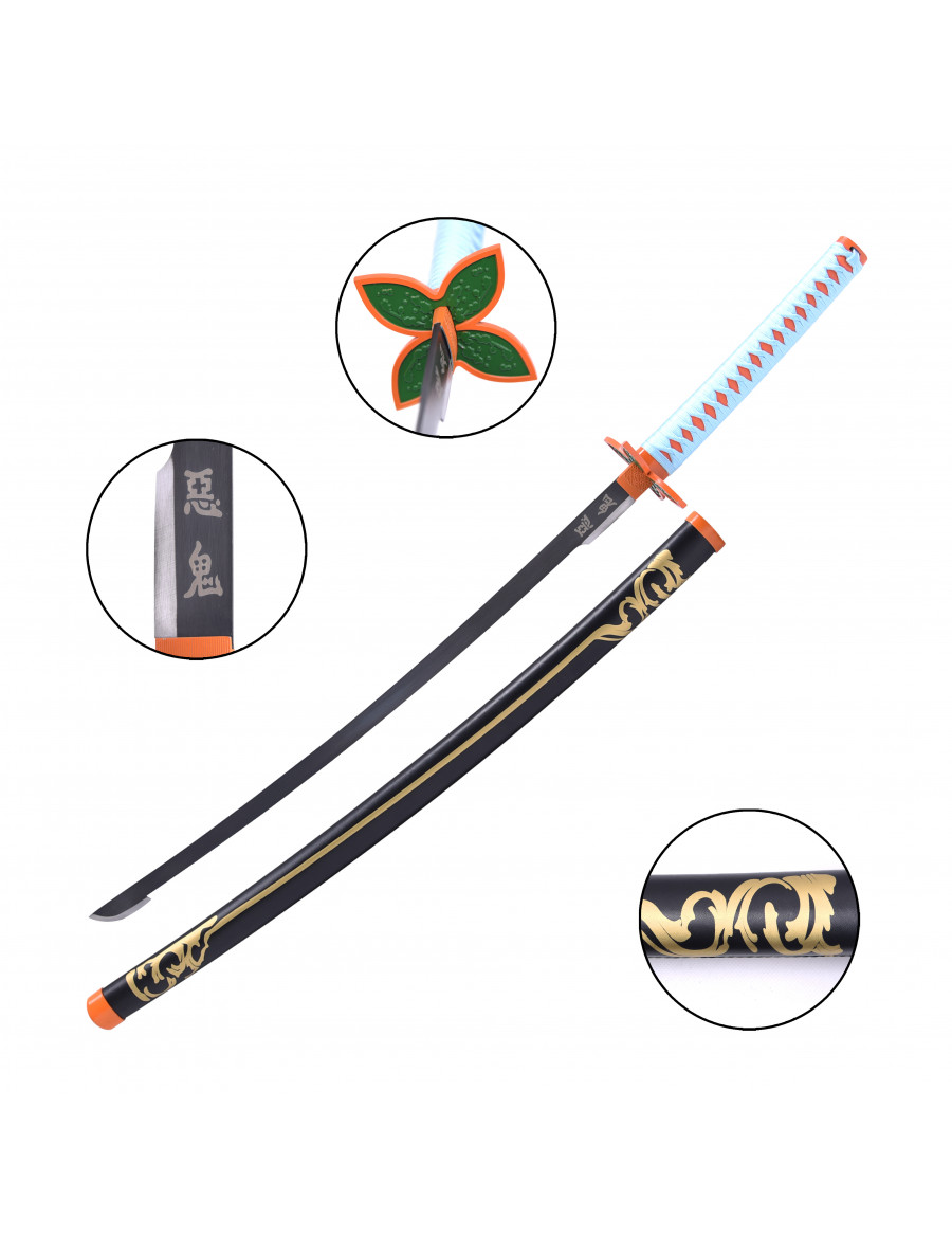 Katana non tranchant avec Tsuba feuille : Une fusion artistique entre tradition et nature, parfaite pour les amateurs de décoration japonaise